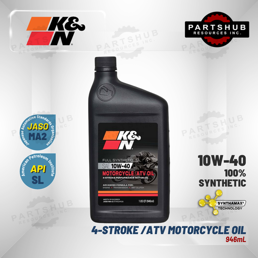 K&N 10W-40 4-STROKE/ATV SYNTHETIC MOTORCYCLE OIL 946mL