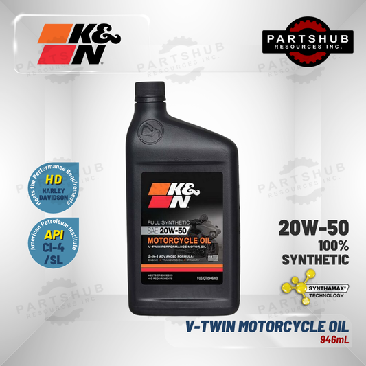K&N 20W-50 V-TWIN SYNTHETIC MOTORCYCLE OIL 946mL