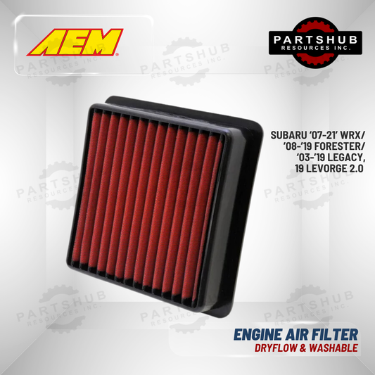 AEM DRYFLOW AIR FILTER (SUBARU 07-21 WRX/08-18 Forester/12-17 XV/03-08 Outback/08-16 Impreza/03-19 Legacy/19 Levorg)