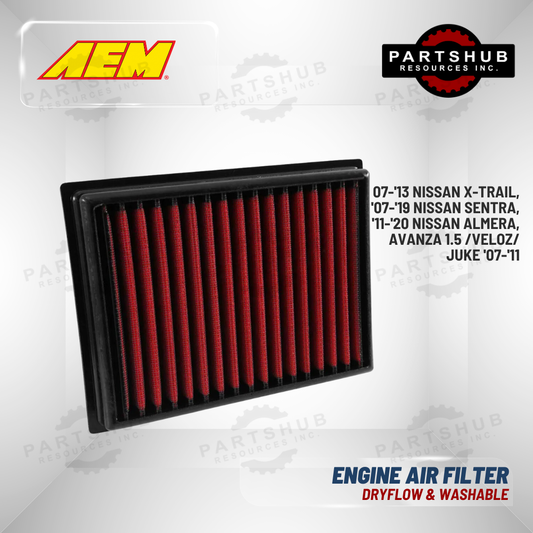 AEM DRYFLOW AIR FILTER (CHEVROLET,JUKE,07-11, XTRAIL 2.5L, ALMERA 1.2)