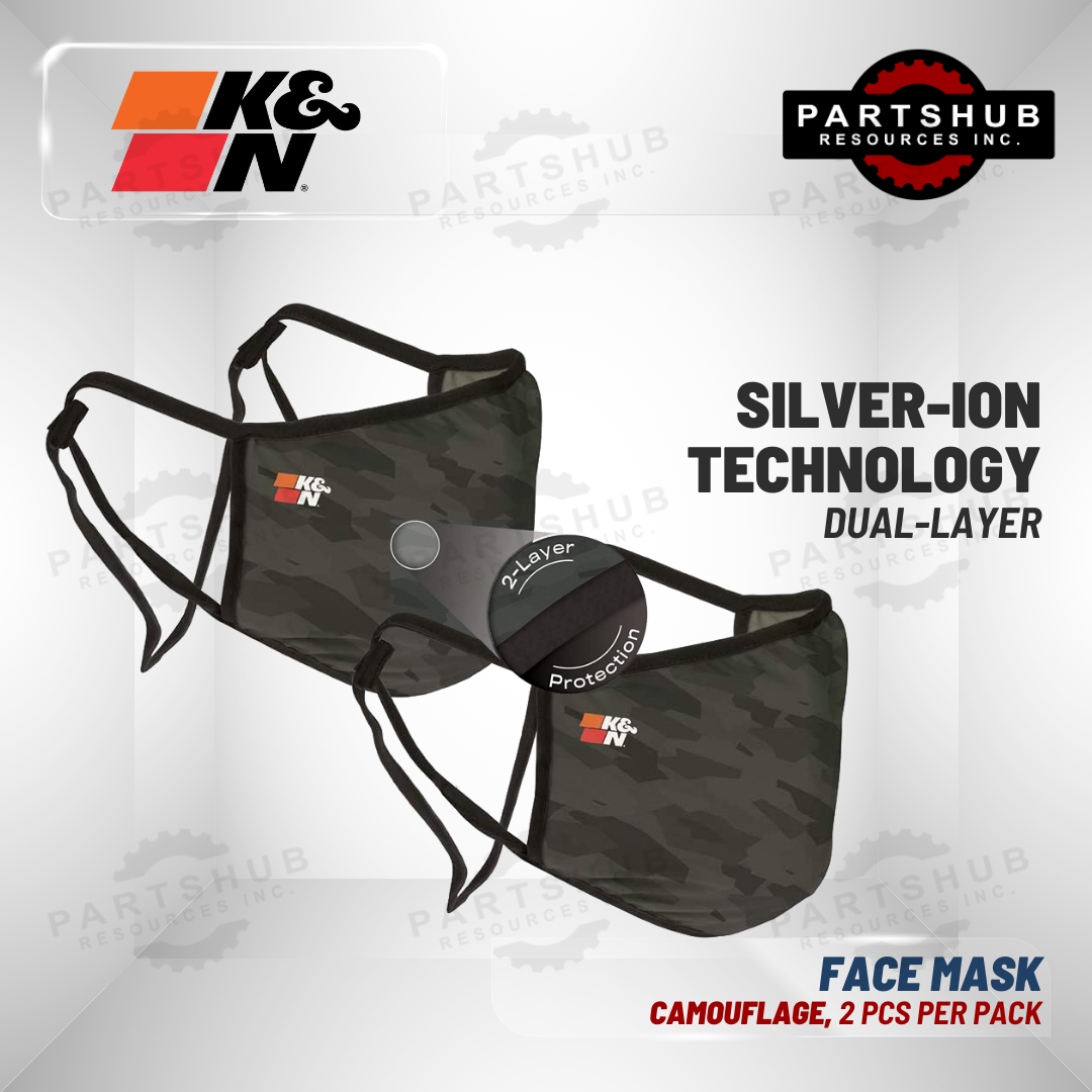K&N FACE MASK DUAL-LAYER WASHABLE SILVER-ION BLACK, 2 PCS PER PACK