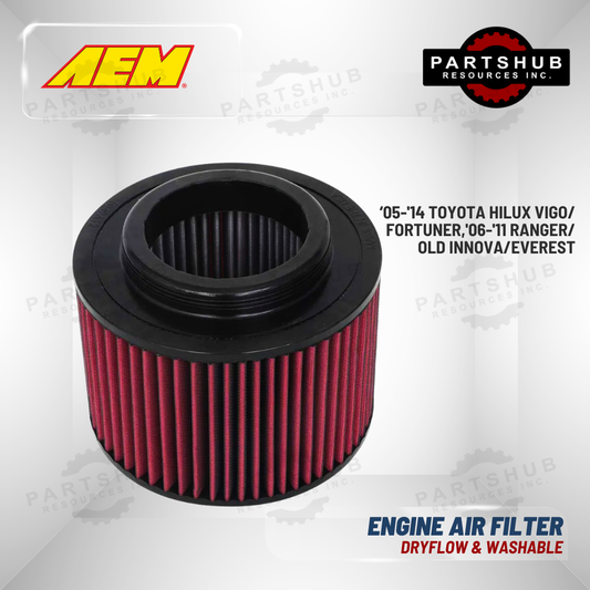 AEM DRYFLOW AIR FILTER (05-15 TOYOTA HILUX, 05-13 FORTUNER, 06-11 RANGER)