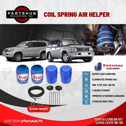 AIRBAG MAN AIR SUSPENSION (LEXUS LX 470 '98-'08/TOYOTA LC100 STOCK HEIGHT) COIL SPRING HELPER KITS