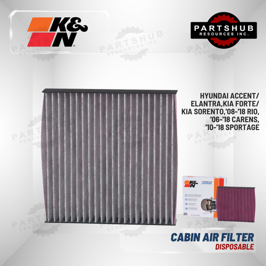 K&N DISPOSABLE CABIN AIR FILTER ('18-'25 BRZ/GR86 2.4L/Avanza 1.3L/Veloz 1.5L, '13-'19 Wigo 1.0L, '04-'19 Swift 1.2L/Toyota Raize)