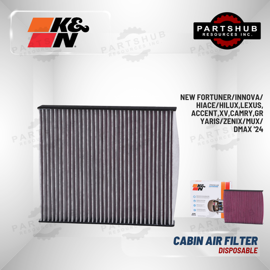K&N DISPOSABLE CABIN AIR FILTER (NEW FORTUNER/INNOVA/HIACE/HILUX,LEXUS,ACCENT,XV,CAMRY,GR YARIS/ZENIX/MUX/DMAX '24)