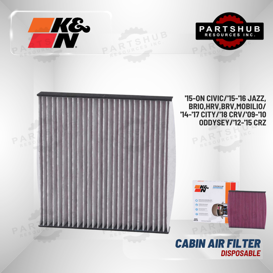 K&N DISPOSABLE CABIN AIR FILTER ('15-ON CIVIC/'15-'16 JAZZ,BRIO,HRV,BRV,MOBILIO/'14-'17 CITY/'18 CRV/'09-'10 ODDYSEY/'12-'15 CRZ)
