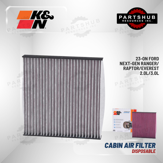 K&N DISPOSABLE CABIN AIR FILTER (23-ON Ford Next-Gen Ranger/Raptor/Everest 2.0L/3.0L)