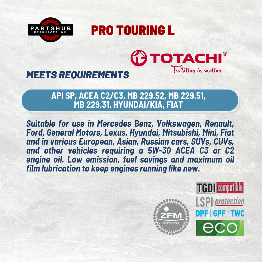 TOTACHI 5W-30+PACKAGES (HILUX/FORTUNER/INNOVA/HIACE) PRO TOURING L API-SP ACEA C2 C3 DIESEL OIL