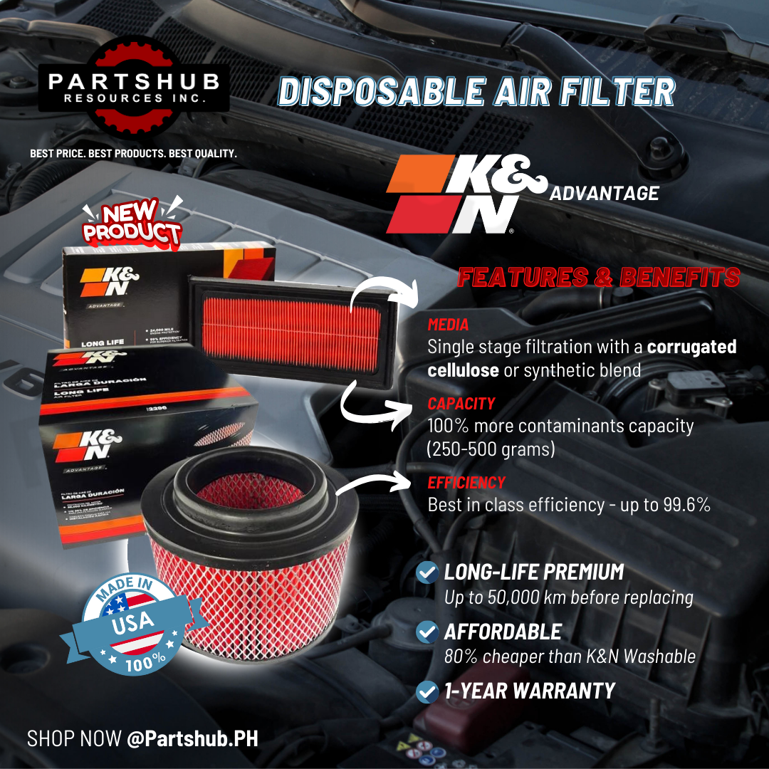 K&N DISPOSABLE AIR FILTER (‘13-ON TOYOTA Vios/Mirage G4, '17-ON Rush/Xpander Cross, '15-'22 Avanza)