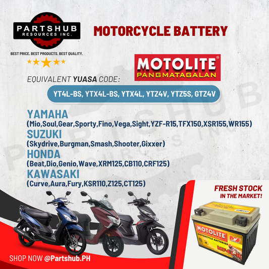 MOTOLITE MOTORCYCLE BATTERY MAINTENANCE-FREE MF4L-B (YT4L-BS, YTX4L-BS, YTX4L, YTZ4V, YTZ5S, GTZ4V)