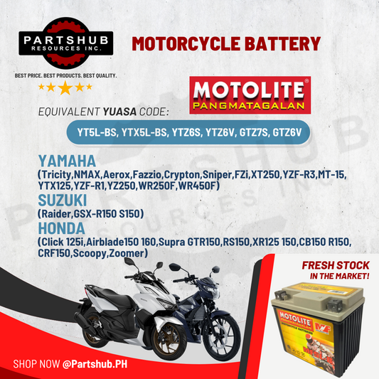 MOTOLITE MOTORCYCLE BATTERY MAINTENANCE-FREE MF5L-B (YT5L-BS, YTX5L-BS, YTZ6S, YTZ6V, GTZ7S, GTZ6V)