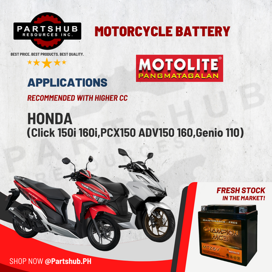 MTZ6V CHAMPION MAINTENANCE-FREE BY MOTOLITE MOTORCYCLE BATTERY (Click 150i,PCX,ADV)