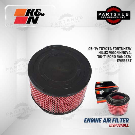 K&N DISPOSABLE AIR FILTER ('05-'14 TOYOTA Fortuner/ Hilux Vigo/Innova, '06-'11 FORD Ranger/Everest)