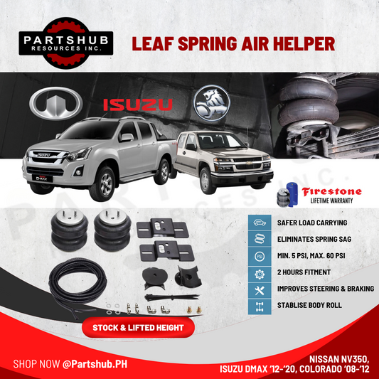 AIRBAG MAN AIR SUSPENSION (NISSAN NV350, ISUZU DMAX ‘12-’20/COLORADO '08-'12 STOCK & LIFTED HEIGHT) LEAF SPRING HELPER KITS
