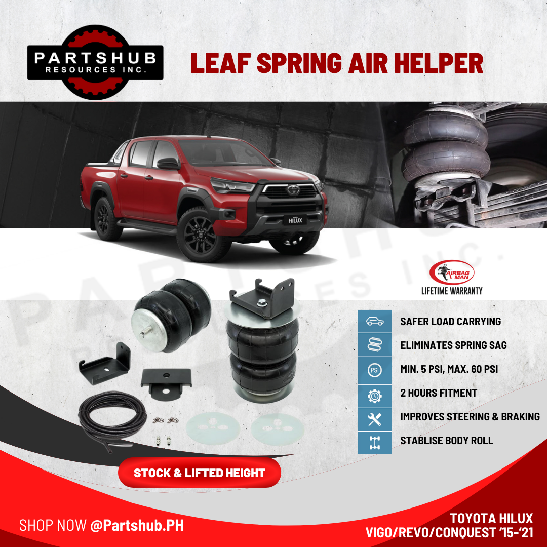 AIRBAG MAN AIR SUSPENSION (TOYOTA HILUX VIGO/REVO/CONQUEST ’15-ON STOCK & LIFTED HEIGHT) LEAF SPRING HELPER KITS