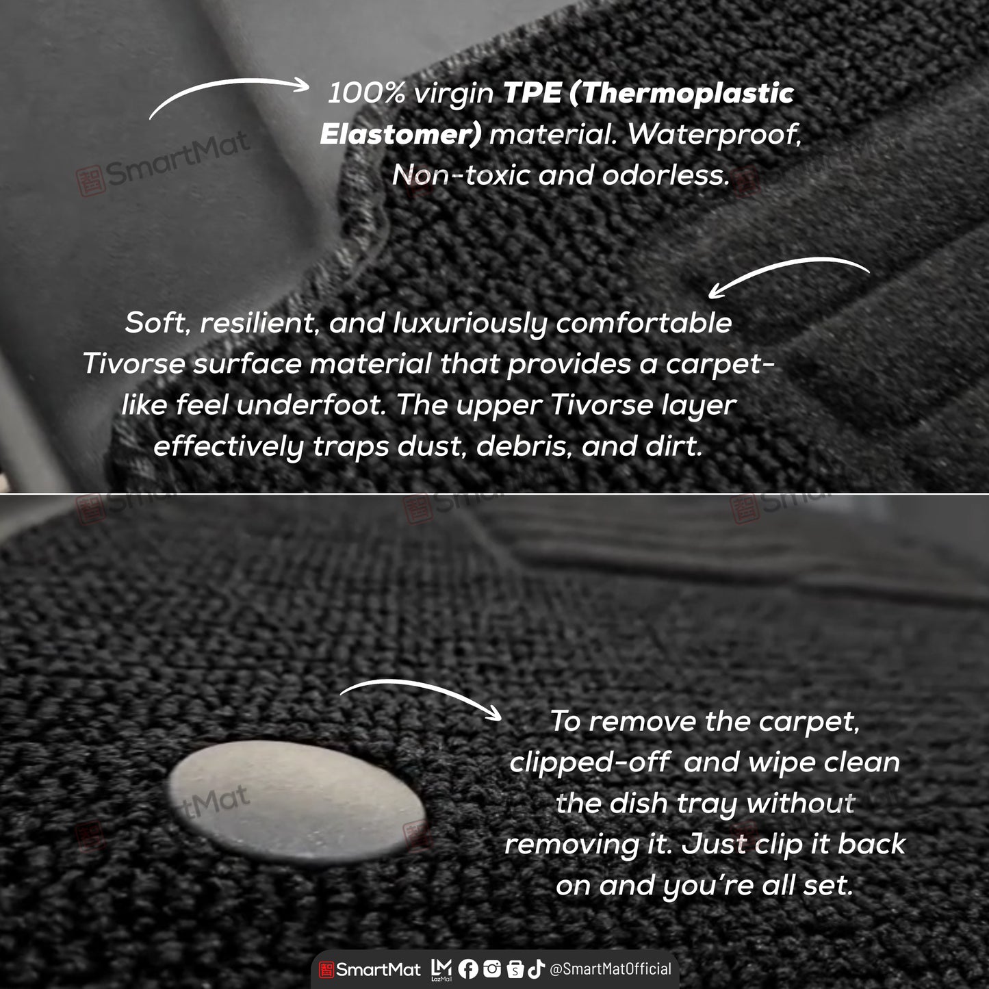 SmartMat Dual Layer Car Mat 2 rows for Toyota BZ4X 2025 up to latest