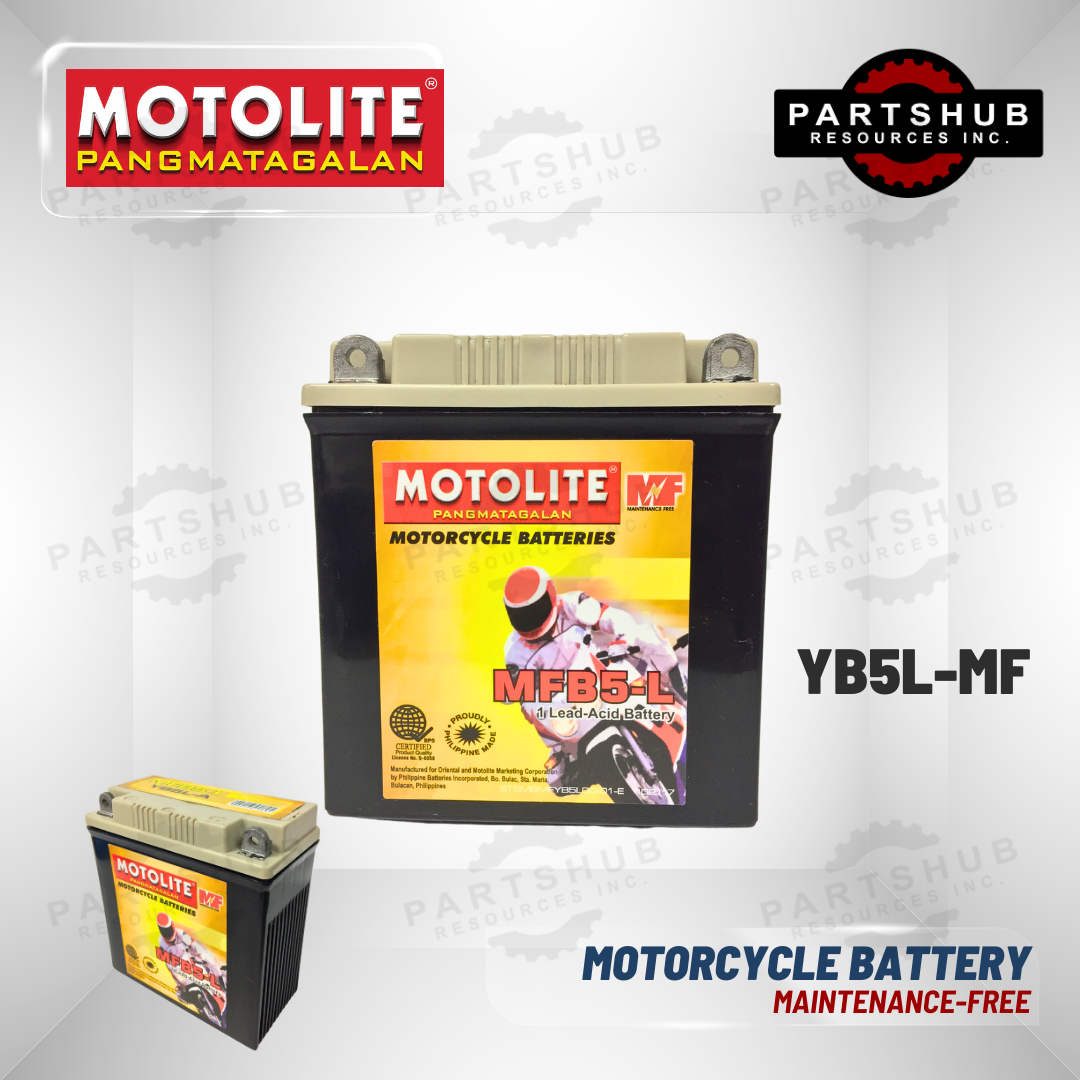 MOTOLITE MOTORCYCLE BATTERY MAINTENANCE-FREE YB5L-MF (12N5L-BS, 12N5-3B, 12N5L-B, YB5L-A, YB5L, MFB5-L)
