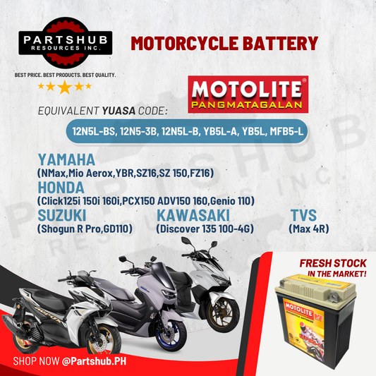 MOTOLITE MOTORCYCLE BATTERY MAINTENANCE-FREE YB5L-MF (12N5L-BS, 12N5-3B, 12N5L-B, YB5L-A, YB5L, MFB5-L)