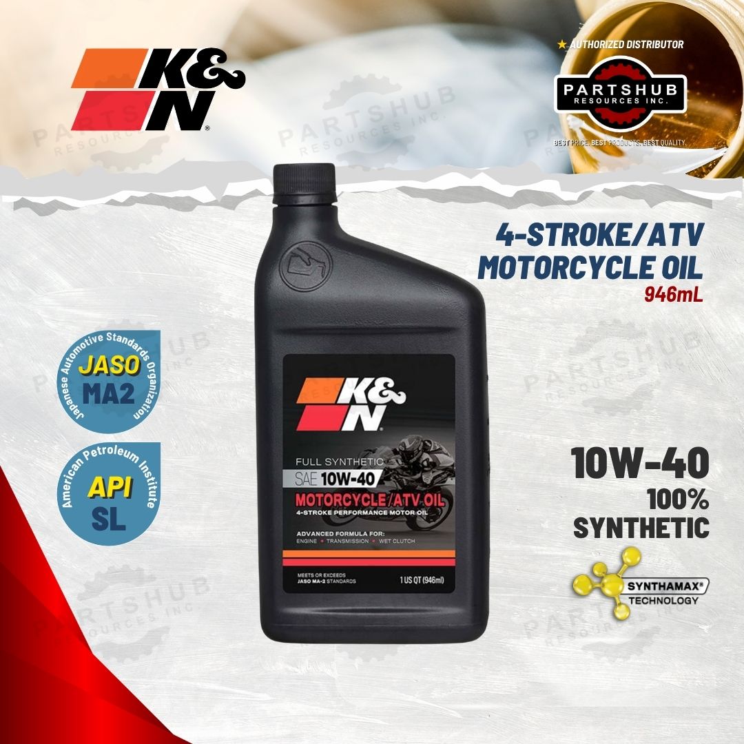 K&N 10W-40 4-STROKE/ATV SYNTHETIC MOTORCYCLE OIL 946mL