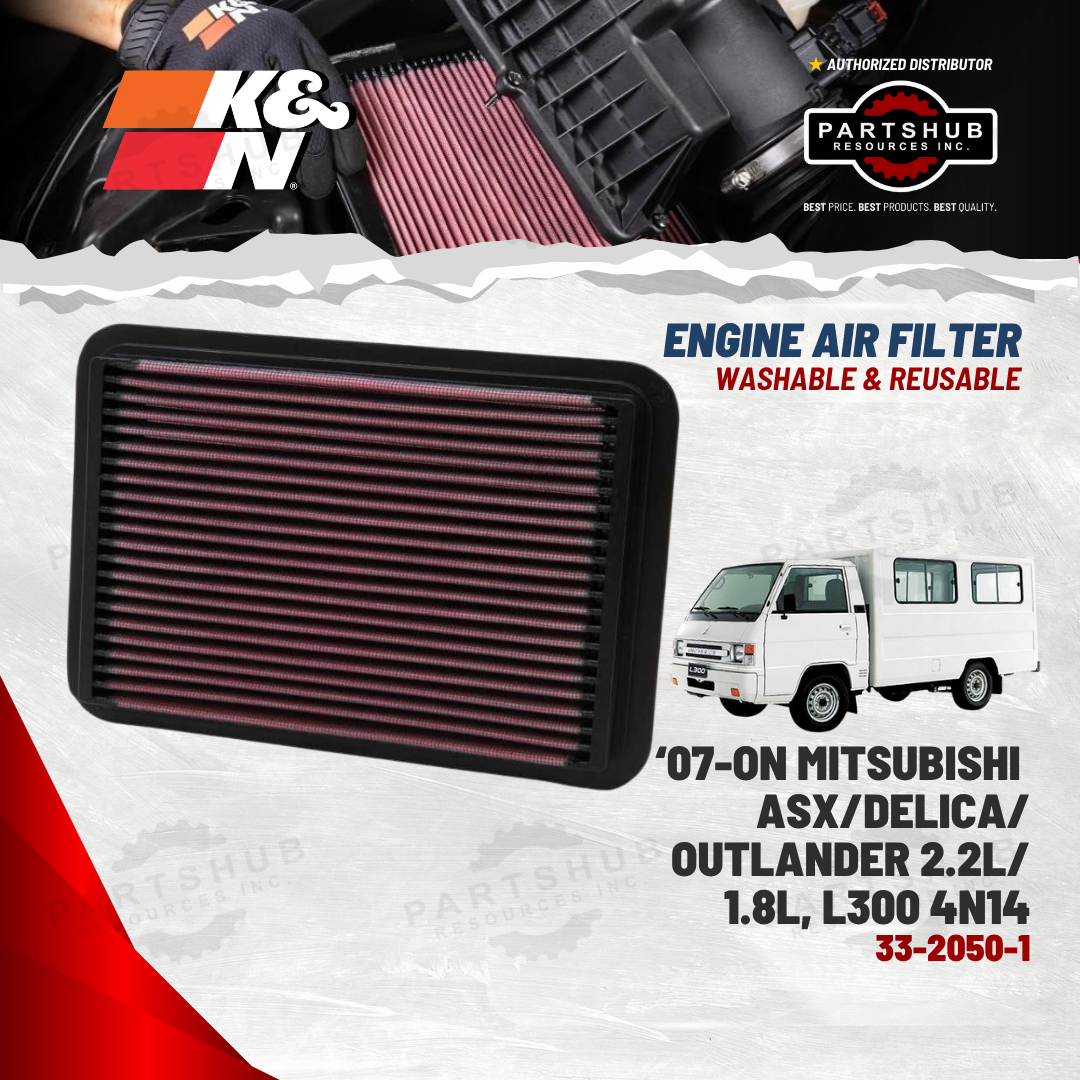 K&N AIR FILTER (‘07-ON MITSUBISHI ASX/Delica/Outlander 2.2L/1.8L, L300 4N14)