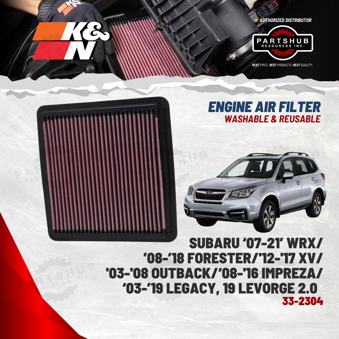 K&N AIR FILTER (SUBARU ‘07-21’ WRX/’08-’19 Forester/‘03-’19 Legacy)