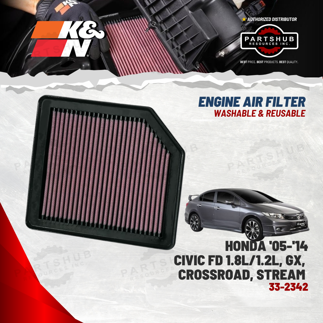 K&N AIR FILTER (HONDA '05-'14 Civic FD 1.8L/1.2L/GX/Crossroad/Stream)
