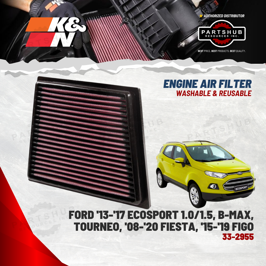 K&N AIR FILTER (FORD '13-'17 Ecosport 1.0/1.5, B-Max, Tourneo, '08-'20 Fiesta, '15-'19 Figo)