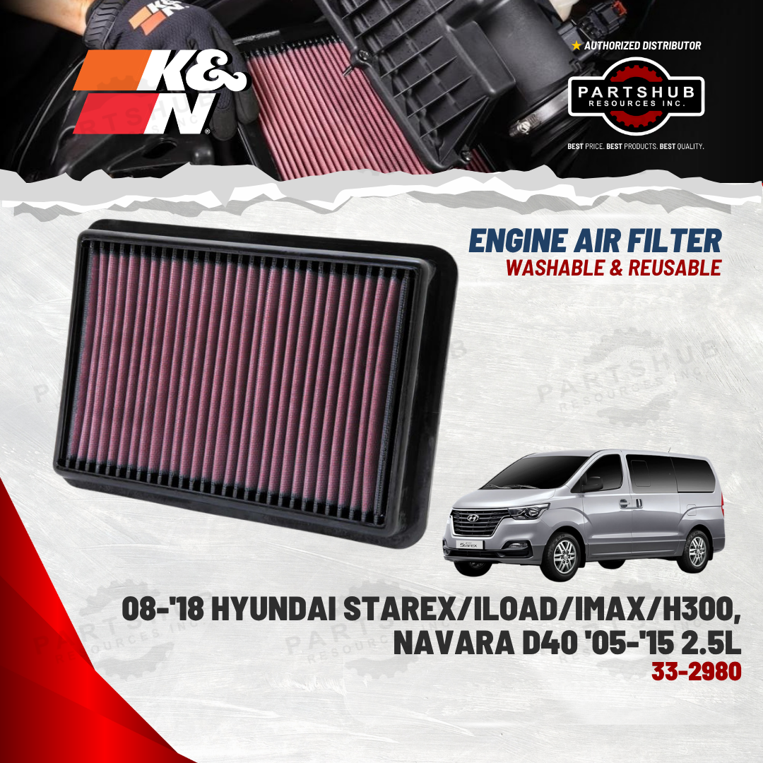 K&N AIR FILTER (HYUNDAI STAREX,ILOAD,IMAX,NAVARA '05-'15 2.5L)