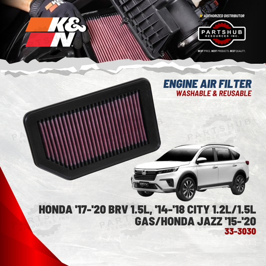 K&N AIR FILTER (HONDA 2017-2018 BRV, 2014-2018 City 1.2L/1.5L L4 Gas)
