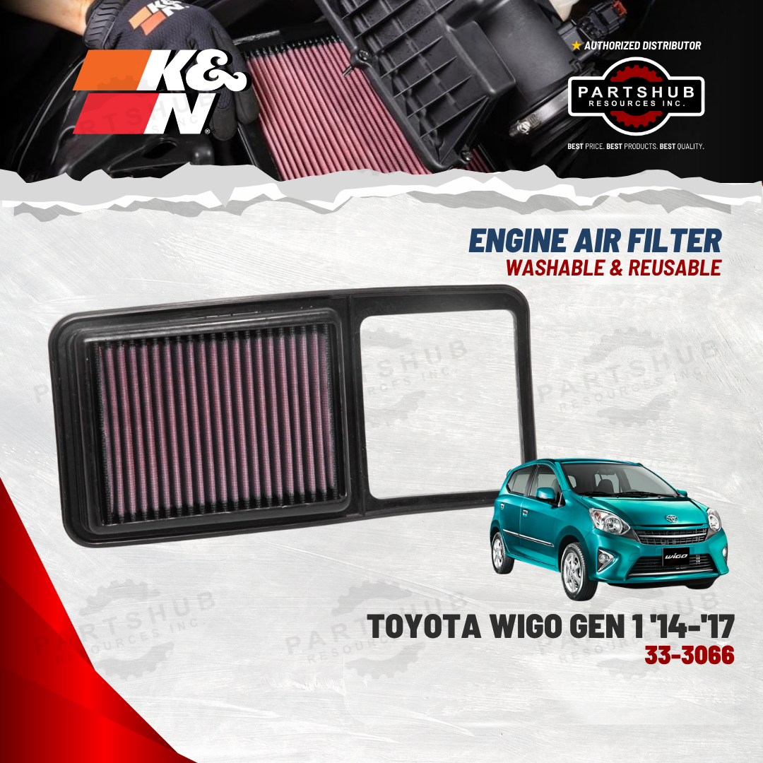 K&N AIR FILTER ('12-'18 TOYOTA Wigo Gen 1/Aqua/Agya 1.0L L3 Gas)