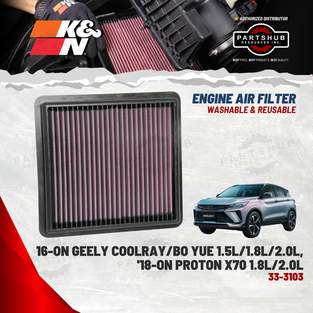 K&N AIR FILTER (16-ON Geely Coolay/Bo Yue 1.5L/1.8L/2.0L, '18-ON Proton X70 1.8L/2.0L)
