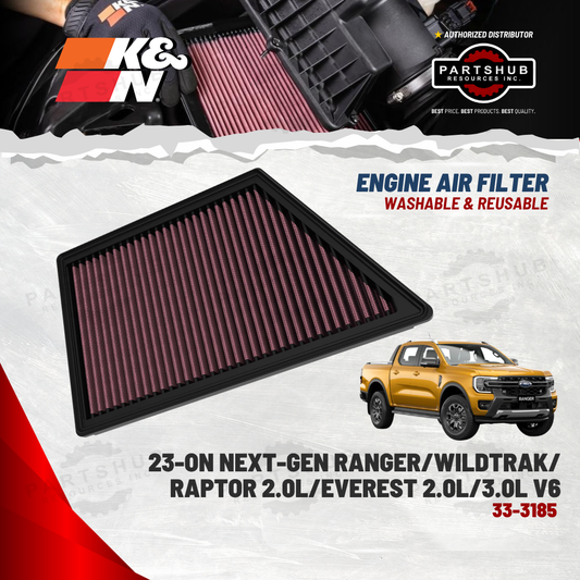K&N AIR FILTER (23-ON Ford Ranger/Raptor/Everest 2.0L/3.0L V6)