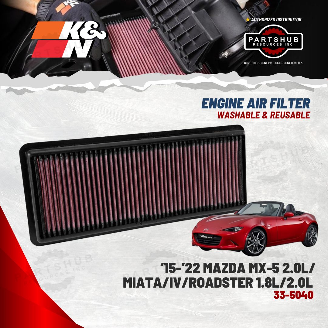 K&N AIR FILTER (‘15-ON MAZDA MX-5 2.0L/Miata/IV/Roadster 1.8L/2.0L)