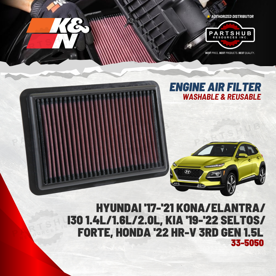 K&N AIR FILTER (HONDA '22 HR-V 3rd Gen 1.5L/'17-'21 Kona/Elantra/i30, KIA '19-'22 Seltos/Forte)
