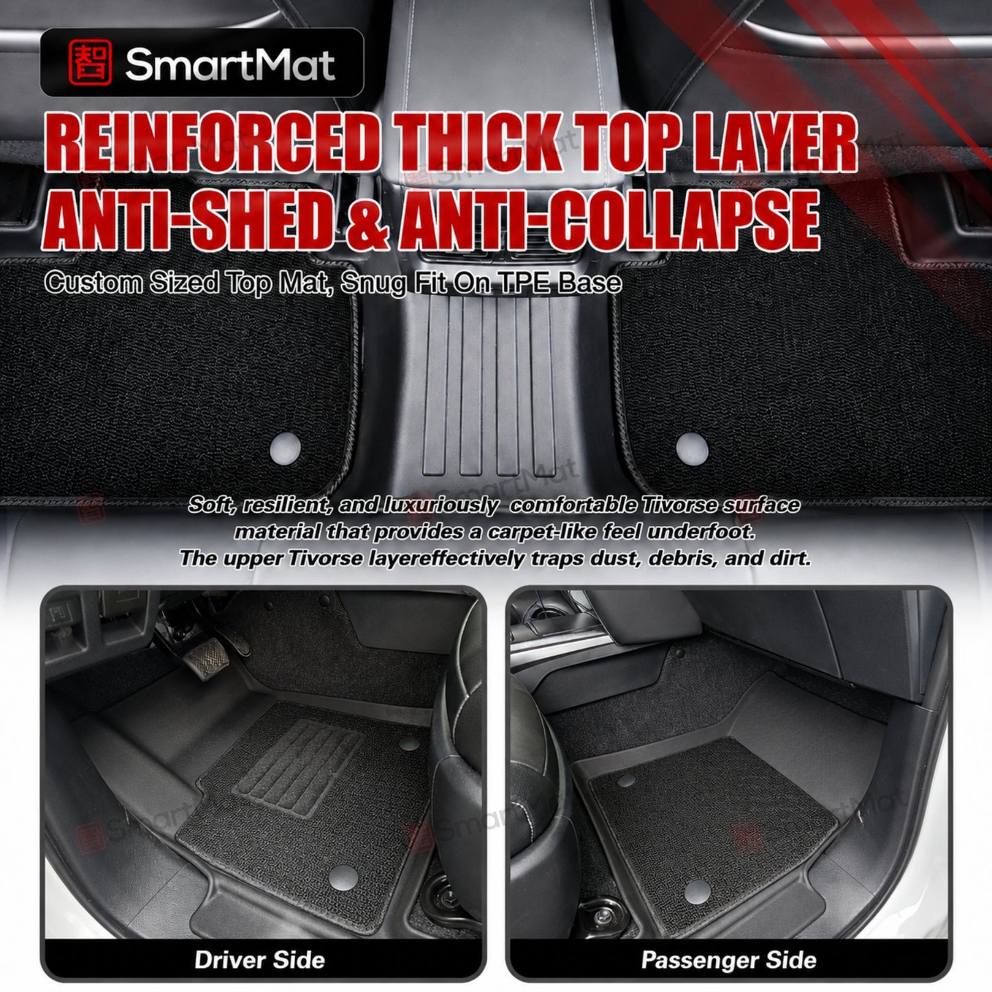 SmartMat Dual Layer Car Mat 1 row for Toyota TAMARAW 2024 up to latest