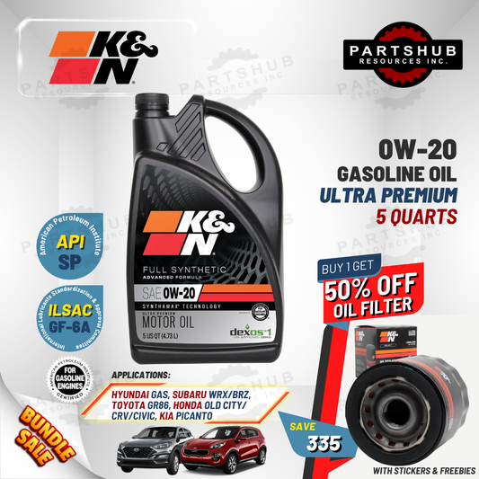 K&N 5 QUARTS+PACKAGES (HYUNDAI,KIA) ULTRA PREMIUM API-SP ILSAC GF-6A GASOLINE OIL
