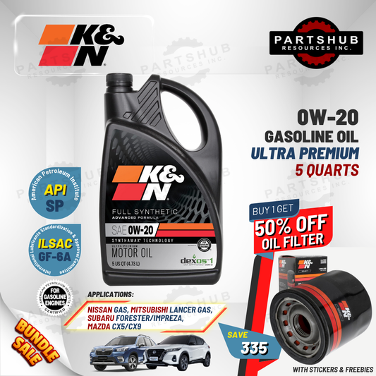 K&N 5 QUARTS+PACKAGES (NISSAN,SUBARU) ULTRA PREMIUM API-SP ILSAC GF-6A GASOLINE OIL