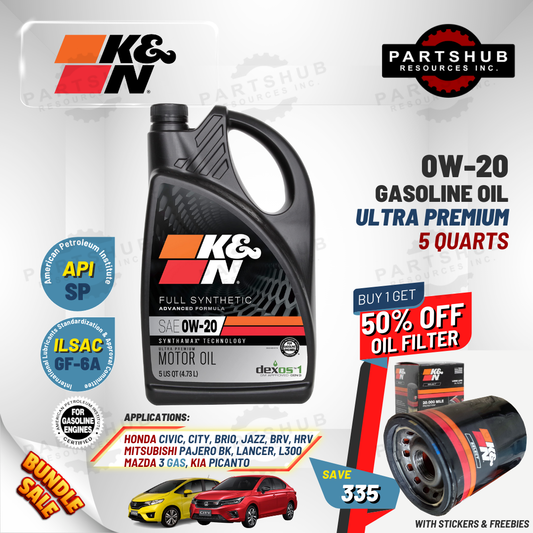 K&N 5 QUARTS+PACKAGES (HONDA,MITSUBISHI) ULTRA PREMIUM API-SP ILSAC GF-6A GASOLINE OIL