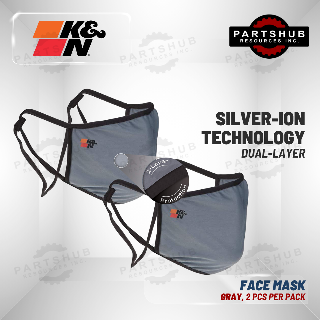 K&N FACE MASK DUAL-LAYER WASHABLE SILVER-ION BLACK, 2 PCS PER PACK