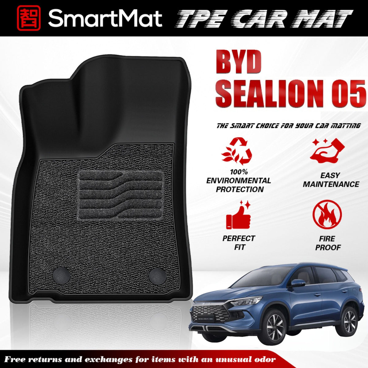 SmartMat Dual Layer Car Mat 2 Rows for BYD Sealion 5 DM-i 2023 up to latest