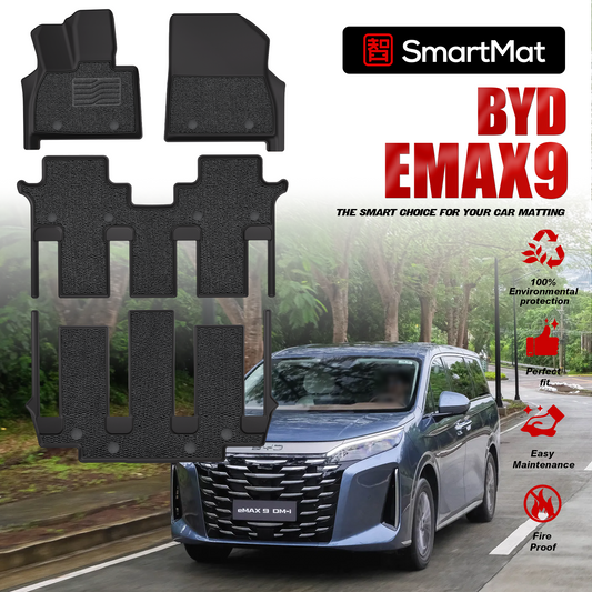 SmartMat Dual Layer Car Mat 3 rows van for BYD eMAX 9 2025 up to latest
