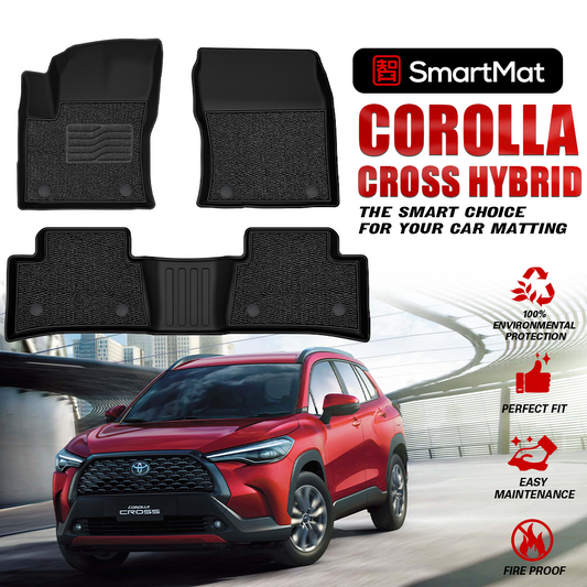 SmartMat Dual Layer Car Mat 2 Rows for Toyota Corolla Cross Hybrid 2022 up to latest