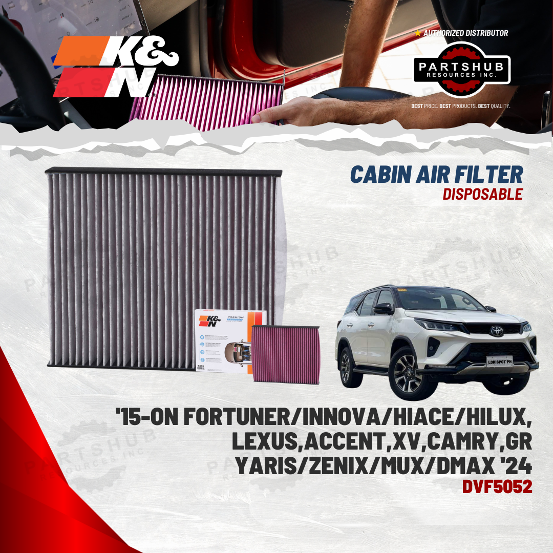 K&N DISPOSABLE CABIN AIR FILTER (NEW FORTUNER/INNOVA/HIACE/HILUX,LEXUS,ACCENT,XV,CAMRY,GR YARIS/ZENIX/MUX/DMAX '24)