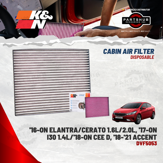 K&N DISPOSABLE CABIN AIR FILTER (HYUNDAI ACCENT '18-'21/ELANTRA)