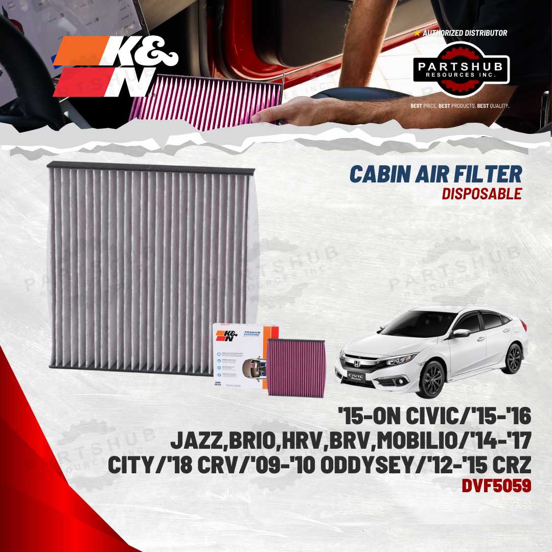 K&N DISPOSABLE CABIN AIR FILTER ('15-ON CIVIC/'15-'16 JAZZ,BRIO,HRV,BRV,MOBILIO/'14-'17 CITY/'18 CRV/'09-'10 ODDYSEY/'12-'15 CRZ)