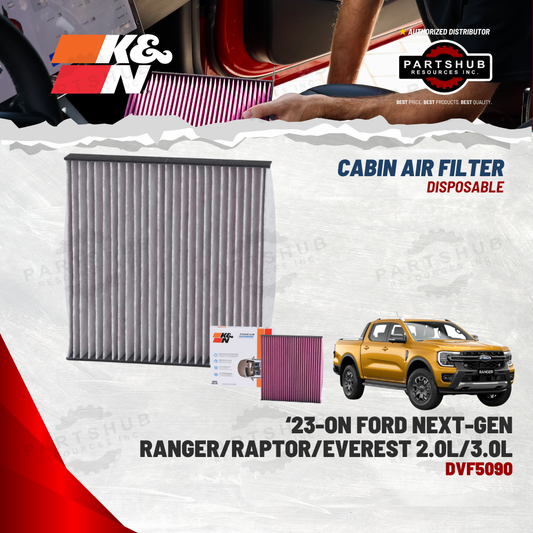 K&N DISPOSABLE CABIN AIR FILTER (23-ON Ford Next-Gen Ranger/Raptor/Everest 2.0L/3.0L)