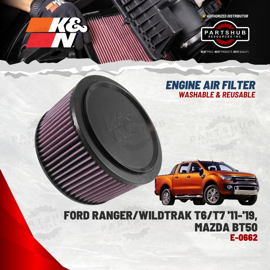 K&N AIR FILTER (FORD ‘11-'19 2.2L/2.5L/3.2L RANGER/WILDTRAK, MAZDA BT50)