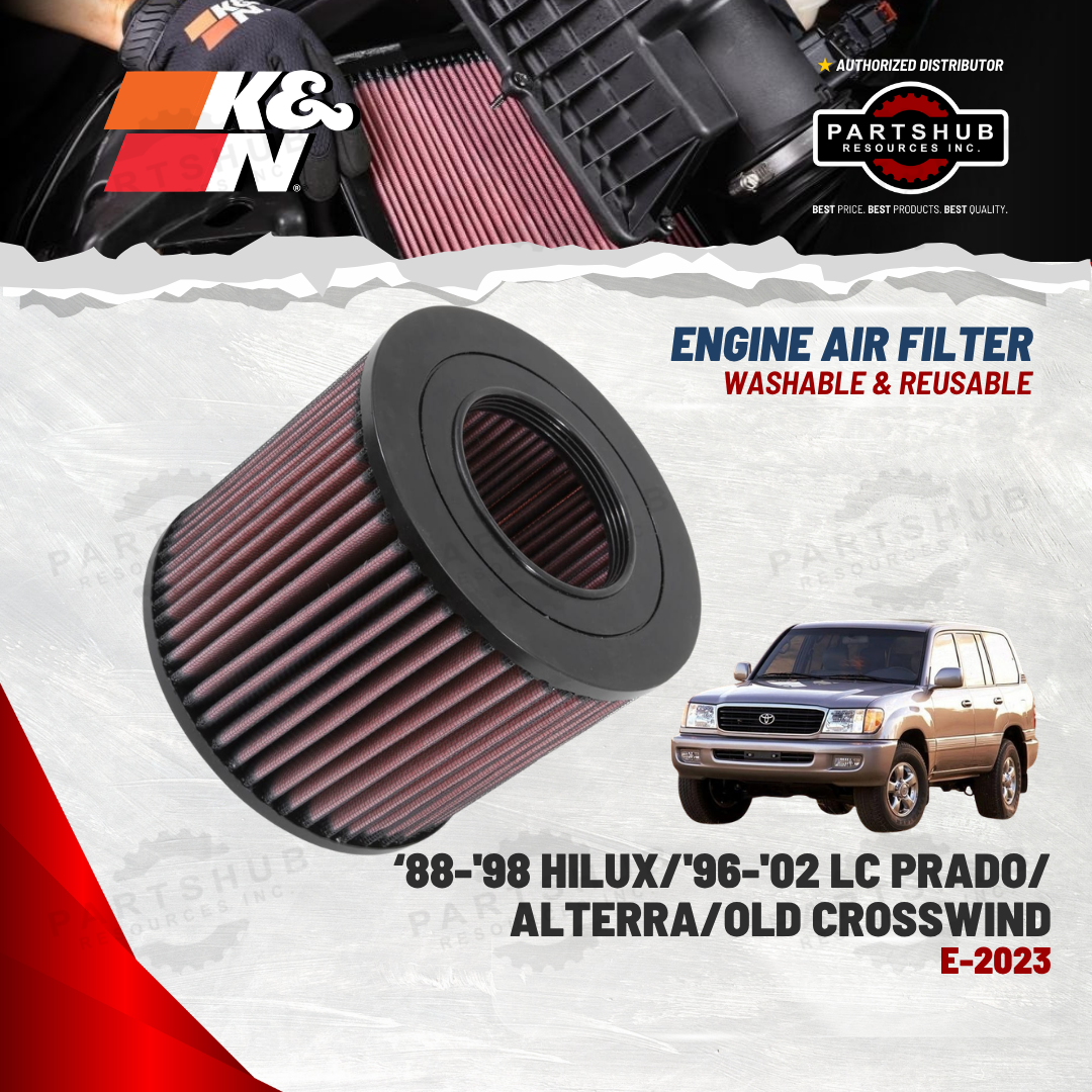 K&N AIR FILTER (ISUZU ‘88-’08 CROSSWIND/ALTERRA, TOYOTA OLD 2.4L HILUX/2.7L LC PRADO)