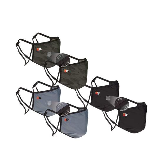 K&N FACE MASK DUAL-LAYER WASHABLE SILVER-ION BLACK, 2 PCS PER PACK
