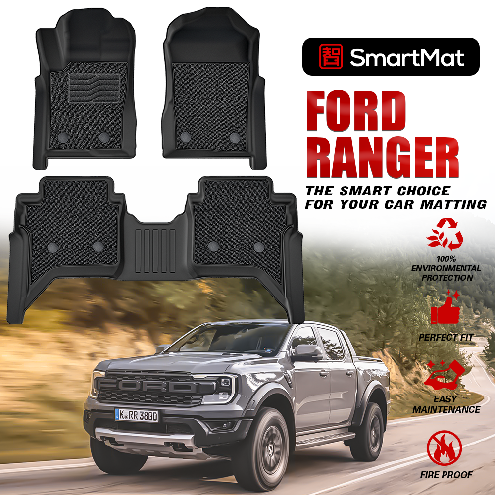 SmartMat Dual Layer Car Mat 2 Rows for Ford Next-Gen Ranger 2023 up to latest